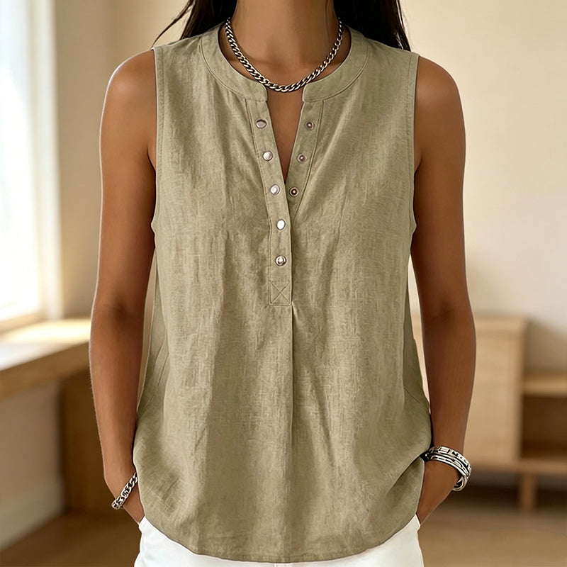 🏖️Summer Hot Sale 60% OFF🏝️👚Women's Casual Sleeveless Button-Front Top✨