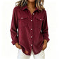 Flap-Pocket Button-Front Top – Soft Ribbed Knit & Timeless Design for Everyday Comfort