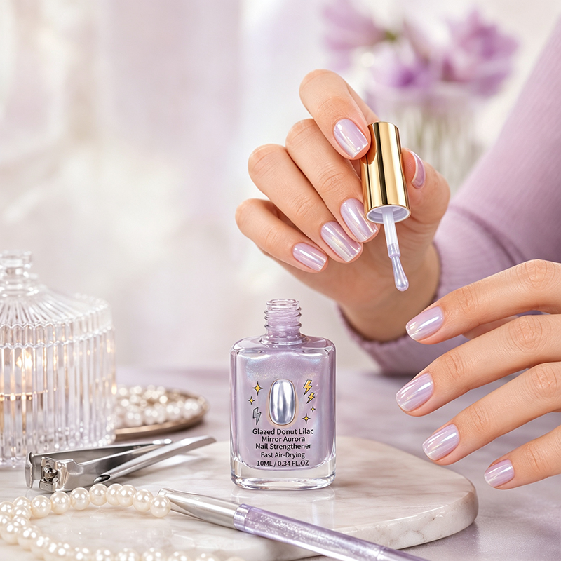 💅Buy 1 Get 1 Free✨Lilac Glossy Mirror Nail Strengthener