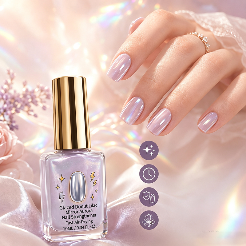 💅Buy 1 Get 1 Free✨Lilac Glossy Mirror Nail Strengthener