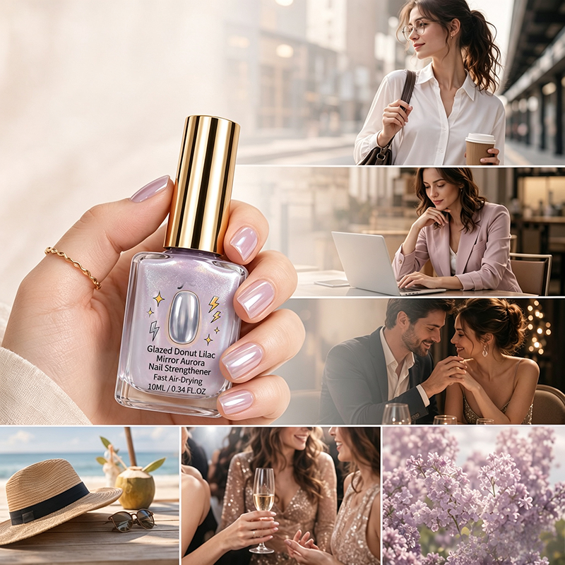 💅Buy 1 Get 1 Free✨Lilac Glossy Mirror Nail Strengthener