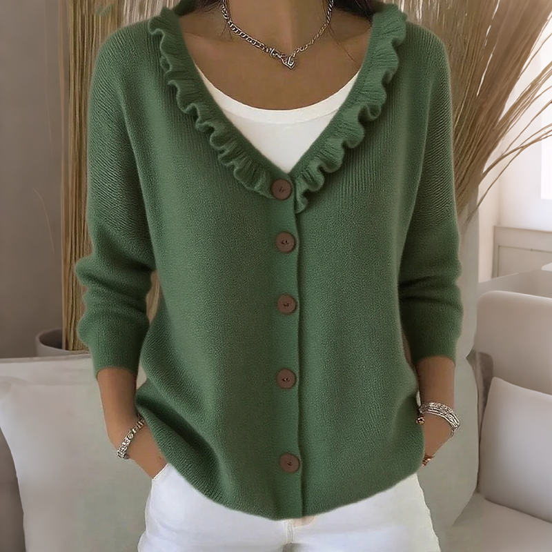 ⌛Limited-time offer-Women's Ruffle Collar Knit Cardigan