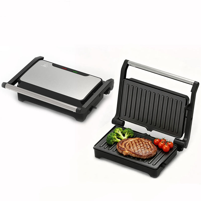 Electric Sandwich Press and Panini Maker with 180-Degree Flat Grill