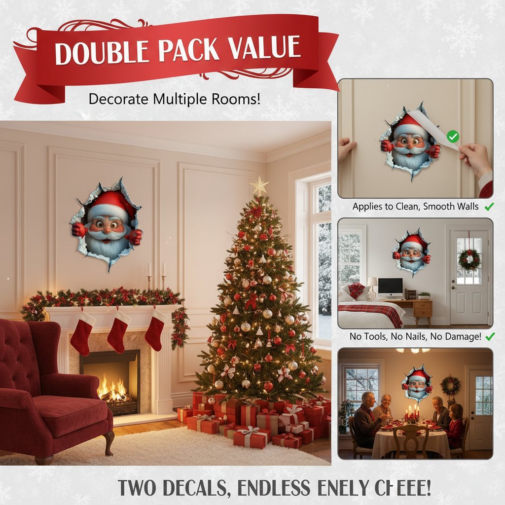 🎄❄️ Early Christmas Sale – 50% OFF!! 🎅 "Santa’s Surprise" 3D Wall Decals