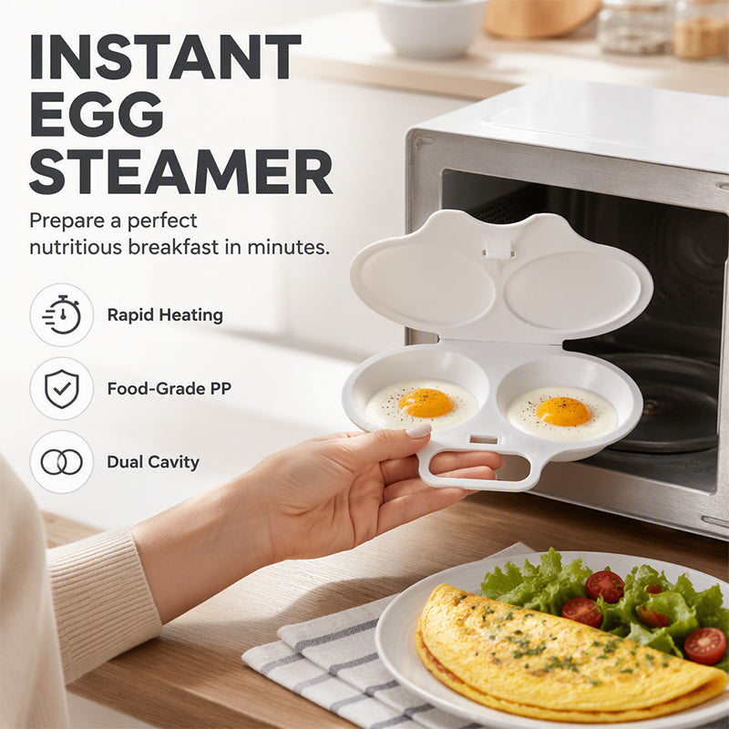 🥳2026 HOT SALE🥳💞50K+ SOLD! 🥗🎁 50% OFF! Microwave Egg Poacher – From £4.99! Dual‑cavity, non‑stick & easy clean. Healthier than frying – stock up & save! 🏠✅