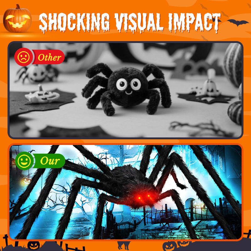 🎃Giant Halloween Spider Web Lights & Hairy Spider Decor – Choose 5m LED Web, 150cm Spider or Complete Set