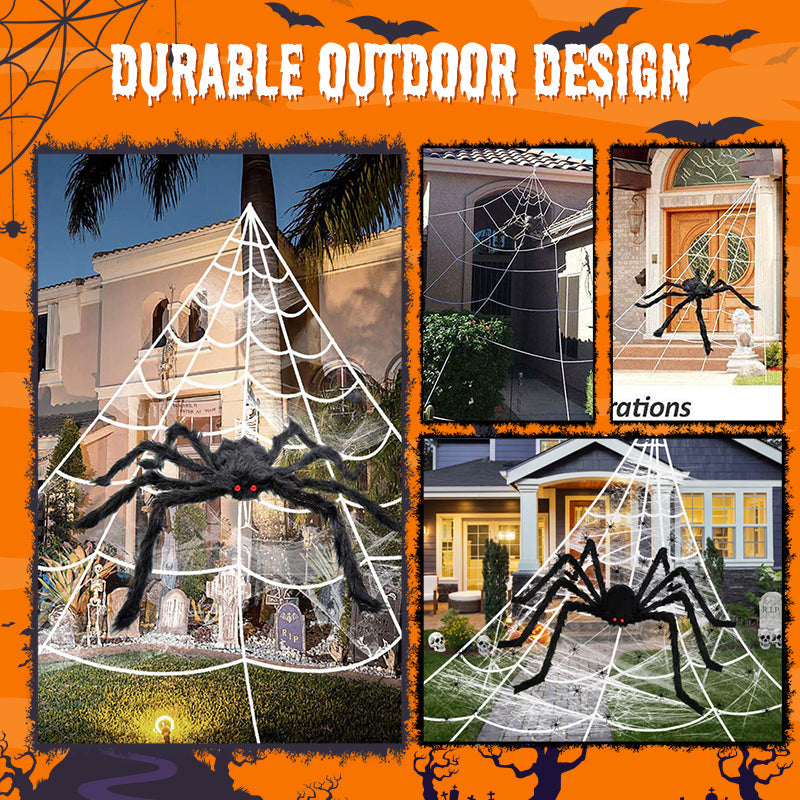 🎃Giant Halloween Spider Web Lights & Hairy Spider Decor – Choose 5m LED Web, 150cm Spider or Complete Set