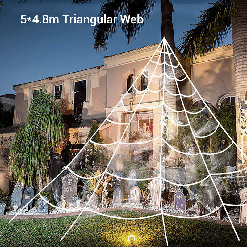 🎃Giant Halloween Spider Web Lights & Hairy Spider Decor – Choose 5m LED Web, 150cm Spider or Complete Set