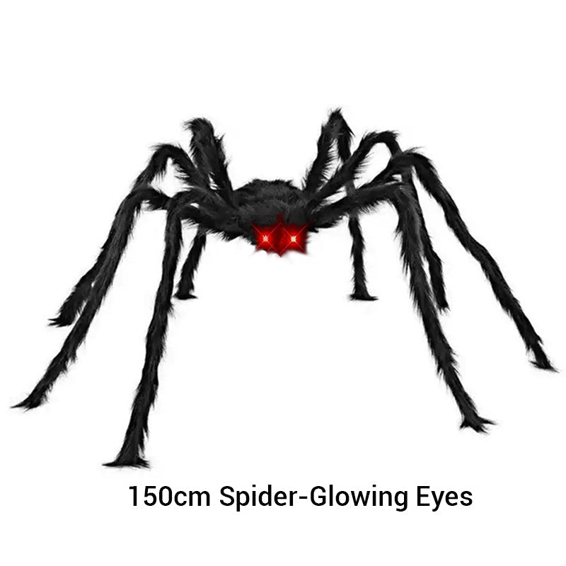 🎃Giant Halloween Spider Web Lights & Hairy Spider Decor – Choose 5m LED Web, 150cm Spider or Complete Set