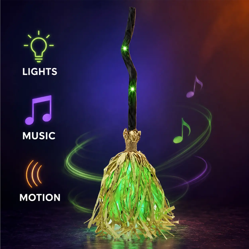 Halloween Electric Witch Broom Decoration