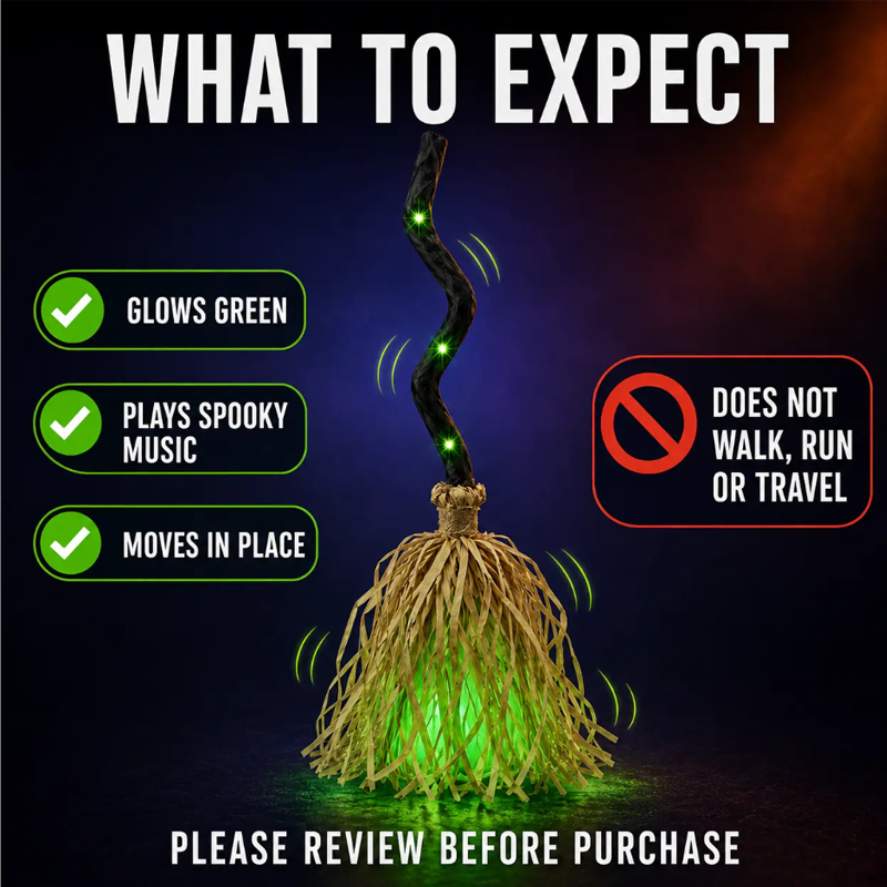 Halloween Electric Witch Broom Decoration