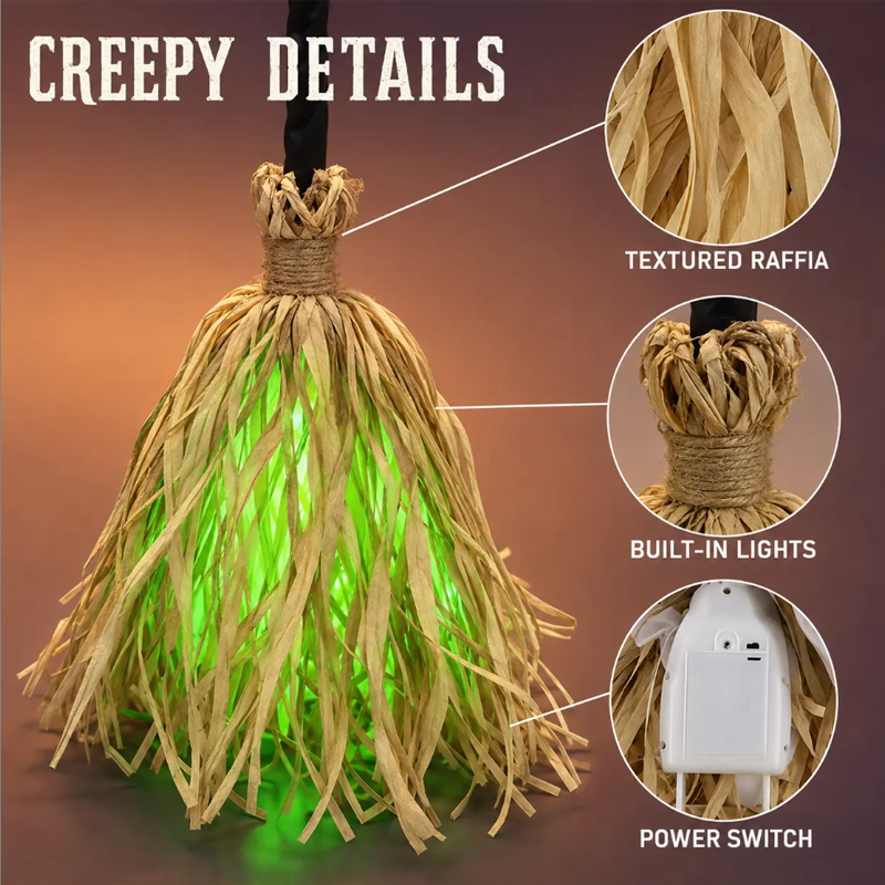 Halloween Electric Witch Broom Decoration