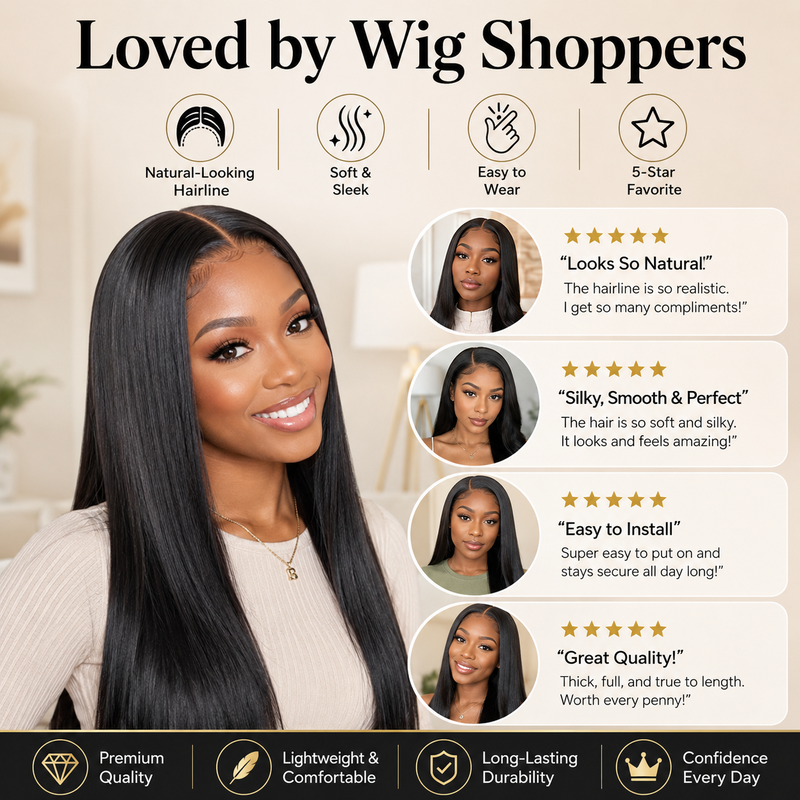 Pre-Plucked Straight Lace Wig – Natural Hairline & Heat-Resistant Design, No More Fake Look