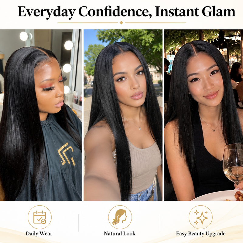 Pre-Plucked Straight Lace Wig – Natural Hairline & Heat-Resistant Design, No More Fake Look