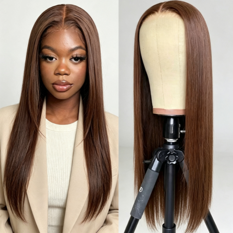 Pre-Plucked Straight Lace Wig – Natural Hairline & Heat-Resistant Design, No More Fake Look