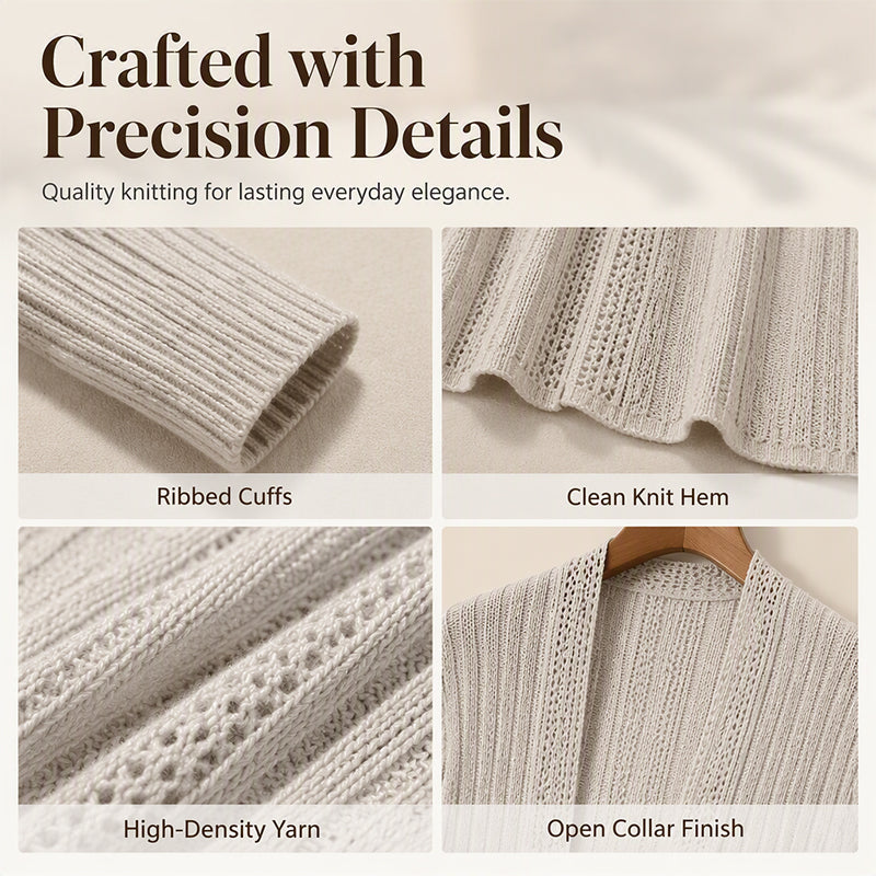 🌸LAST DAY SALE ONLY ￡17.99!!🌻🧥Women's Soft Knit Open-Front Cardigan – Elegant & Easy to Layer