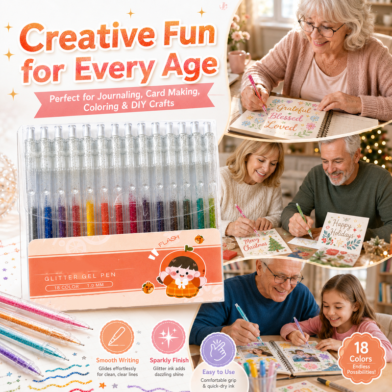 Retractable Glitter Gel Pen Set for Journaling & Drawing