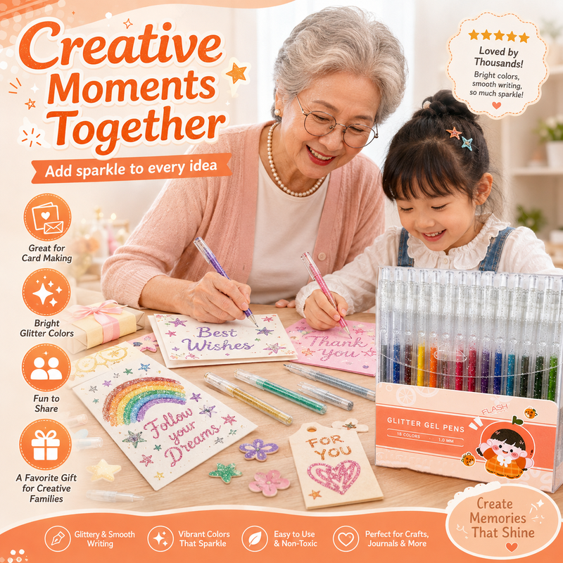 Retractable Glitter Gel Pen Set for Journaling & Drawing