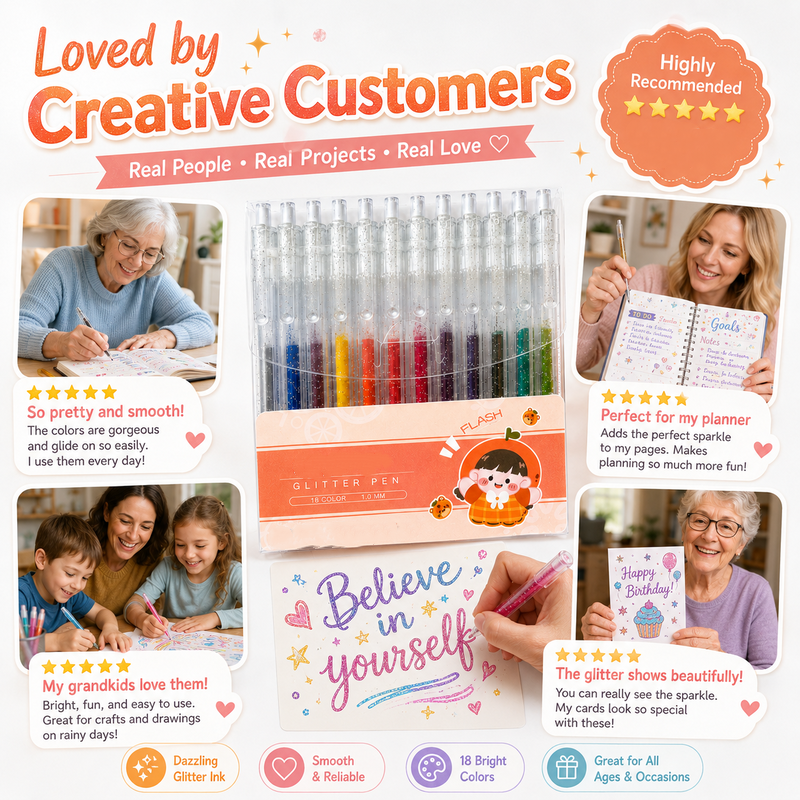 Retractable Glitter Gel Pen Set for Journaling & Drawing