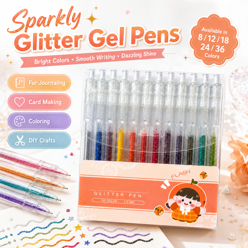 Retractable Glitter Gel Pen Set for Journaling & Drawing