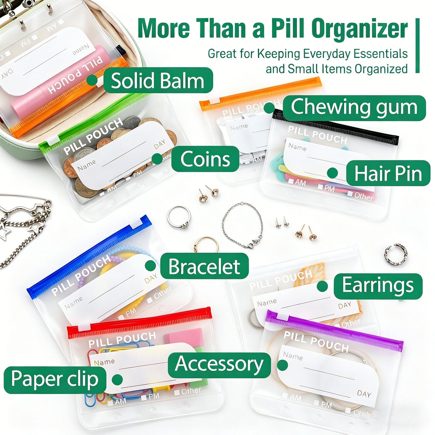 🥳2026 HOT SALE💞UP TO 50% OFF!!💊 A8 Waterproof 14 Color-Coded Pill Pouches Organizer – Portable Binder-Style Weekly Travel Medicine Storage Case for Pills, Vitamins & Supplements