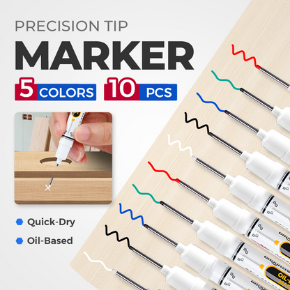 🖊️50% OFF NOW! Precision Tip Quick‑Dry Oil‑Based Marker Pen, 10 Pcs 5 Colors Long Nib Markers, Waterproof Oil Markers for Wood, Metal, Plastic, Industrial Marking & DIY Craft