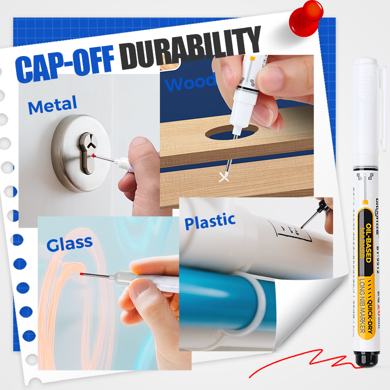 🖊️50% OFF NOW! Precision Tip Quick‑Dry Oil‑Based Marker Pen, 10 Pcs 5 Colors Long Nib Markers, Waterproof Oil Markers for Wood, Metal, Plastic, Industrial Marking & DIY Craft