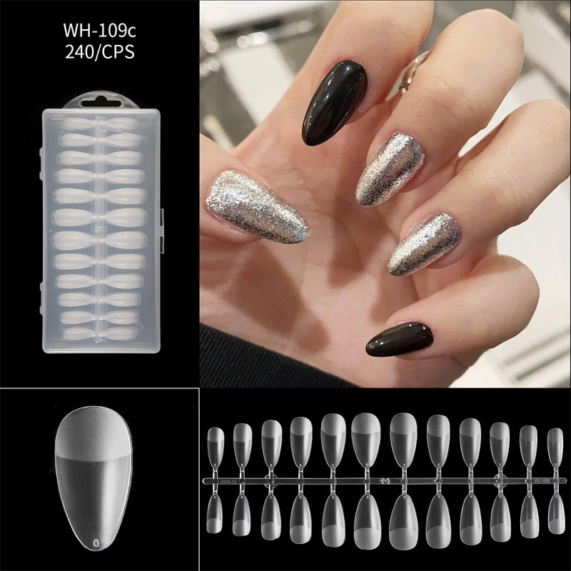 Long Seamless Almond Nail Tips