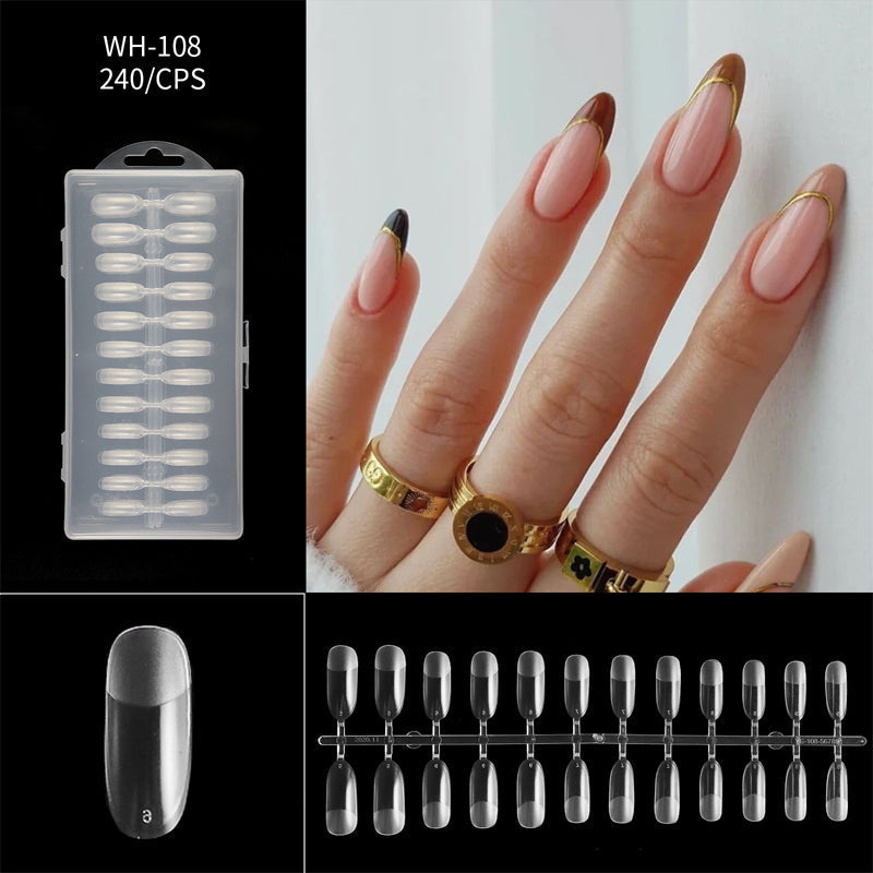 Long Seamless Almond Nail Tips