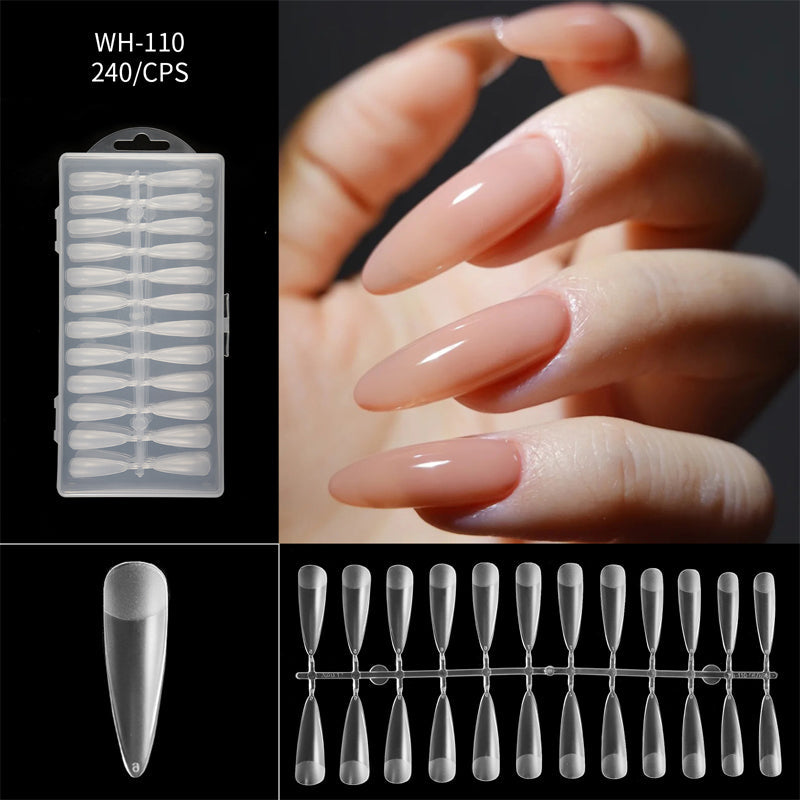 Long Seamless Almond Nail Tips
