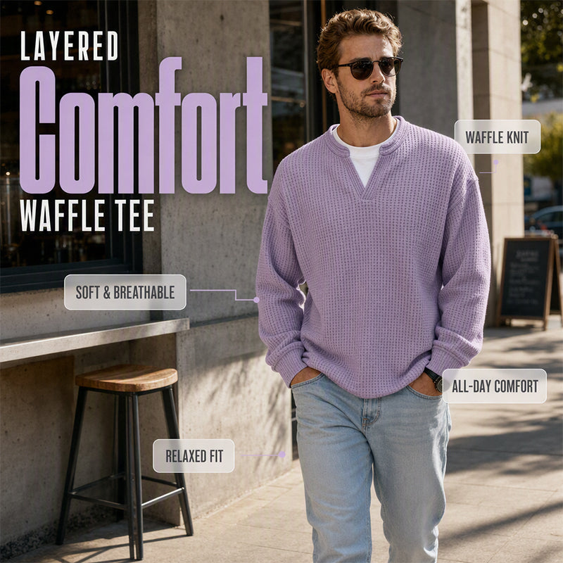 Timeless Comfort | Men's Textured Waffle Layered-Look Long-Sleeve Tee