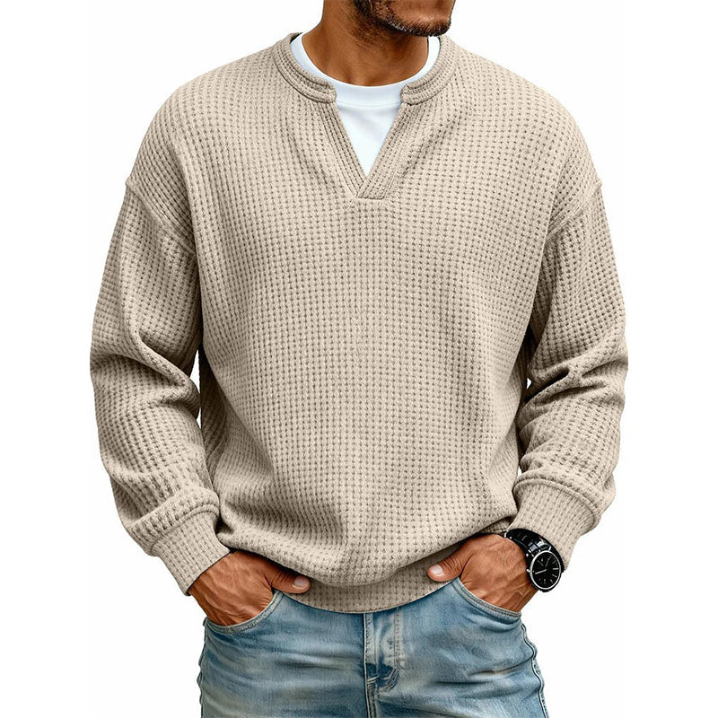 Timeless Comfort | Men's Textured Waffle Layered-Look Long-Sleeve Tee