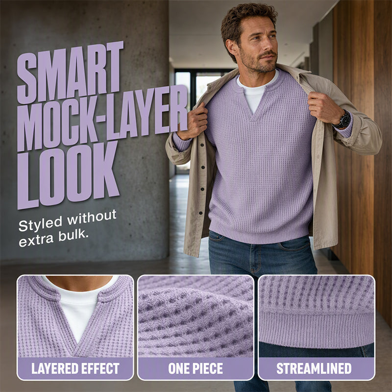 Timeless Comfort | Men's Textured Waffle Layered-Look Long-Sleeve Tee