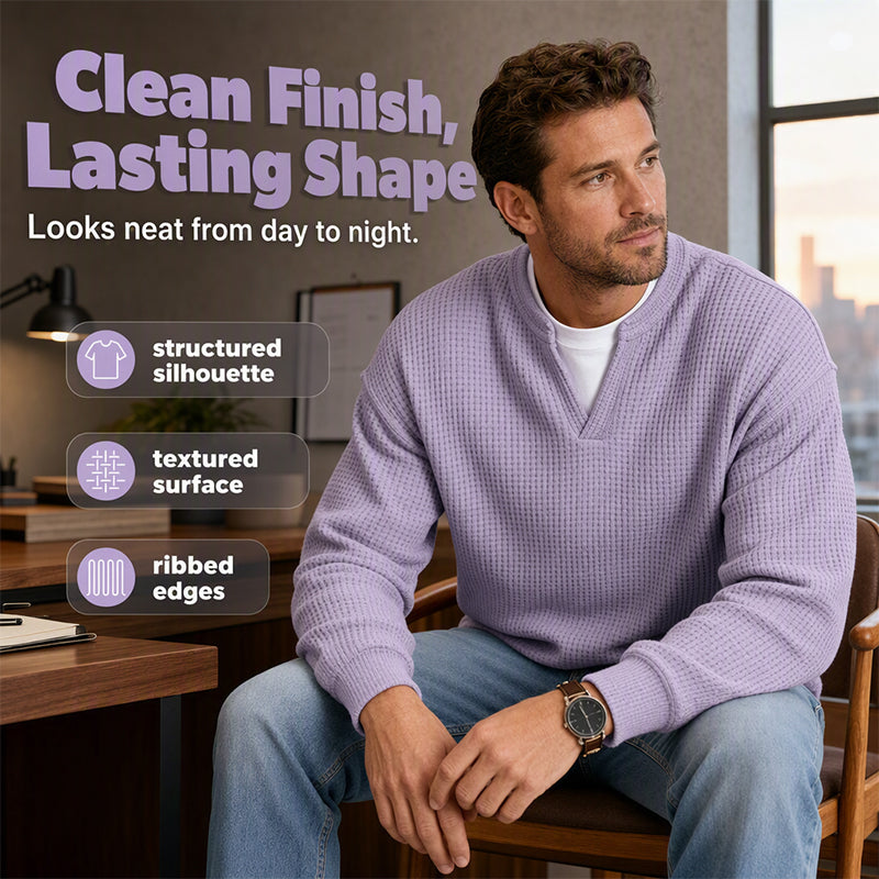Timeless Comfort | Men's Textured Waffle Layered-Look Long-Sleeve Tee