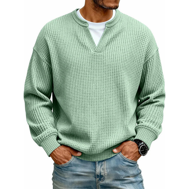 Timeless Comfort | Men's Textured Waffle Layered-Look Long-Sleeve Tee