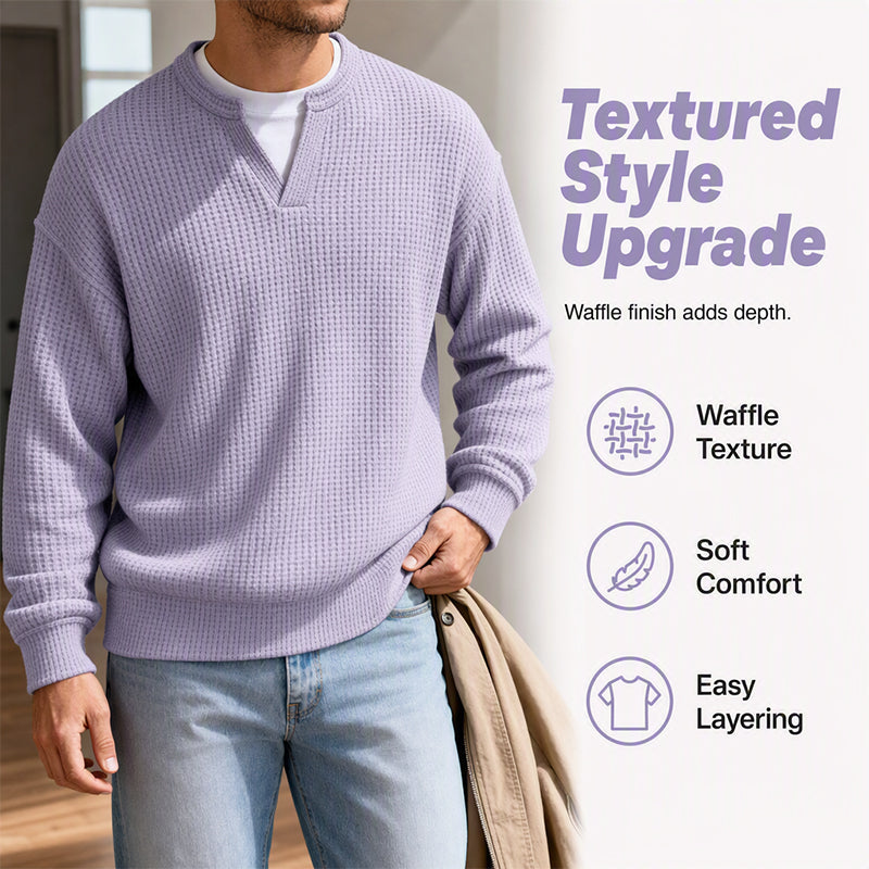 Timeless Comfort | Men's Textured Waffle Layered-Look Long-Sleeve Tee