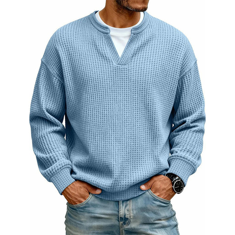 Timeless Comfort | Men's Textured Waffle Layered-Look Long-Sleeve Tee