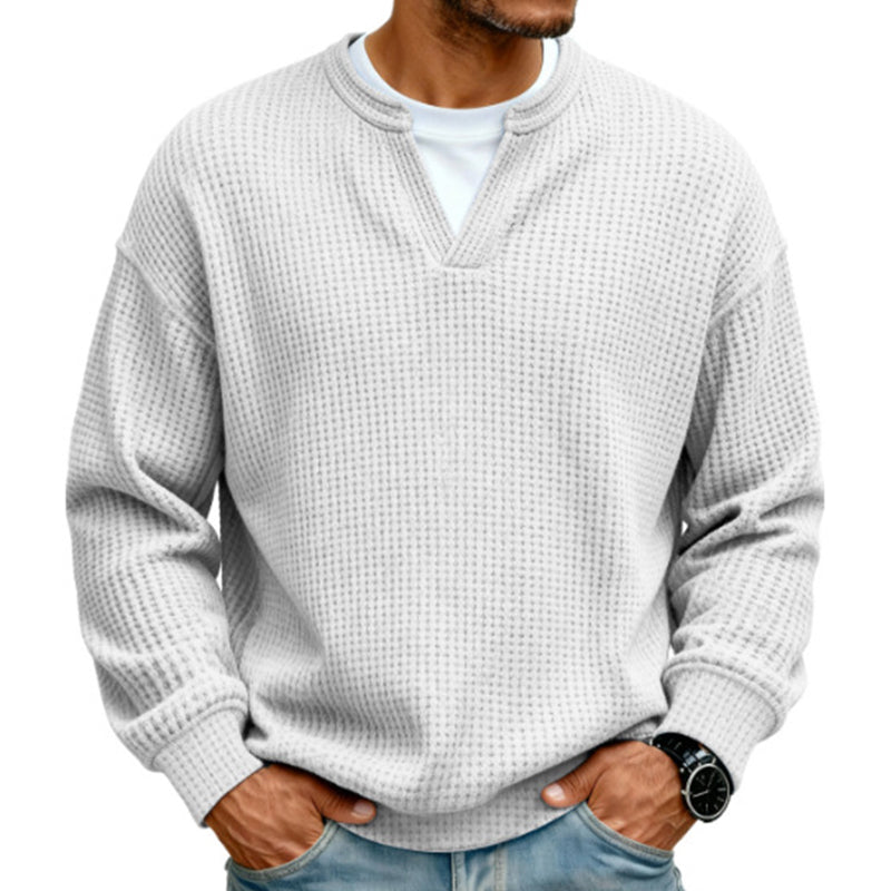 Timeless Comfort | Men's Textured Waffle Layered-Look Long-Sleeve Tee