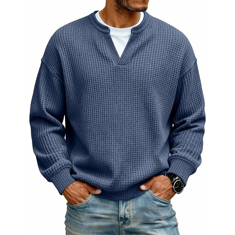 Timeless Comfort | Men's Textured Waffle Layered-Look Long-Sleeve Tee