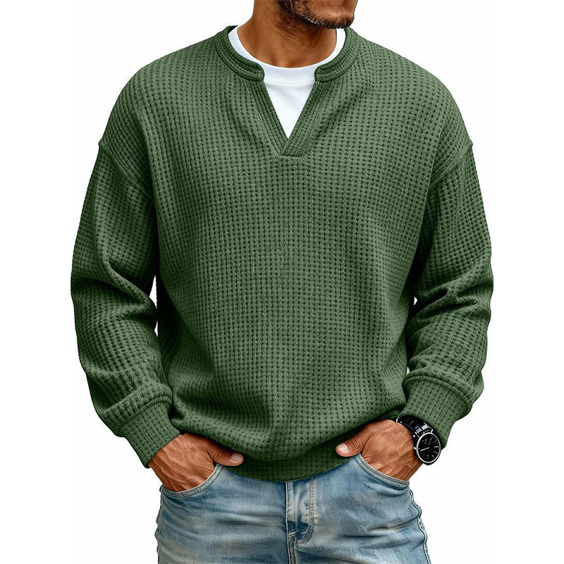 Timeless Comfort | Men's Textured Waffle Layered-Look Long-Sleeve Tee