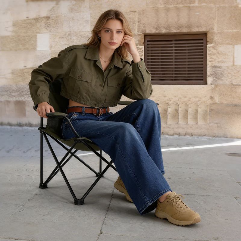 High-Waist Wide-Leg Jeans with Button Detail