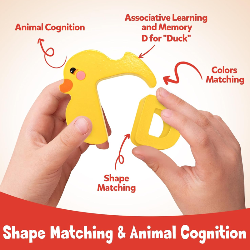 🧸 26-Piece Wooden Letter & Animal Matching Toy – Hands-On Alphabet Mastery, Vibrant Animal Illustrations & Child-Safe Design – Learning Made Fun ✨