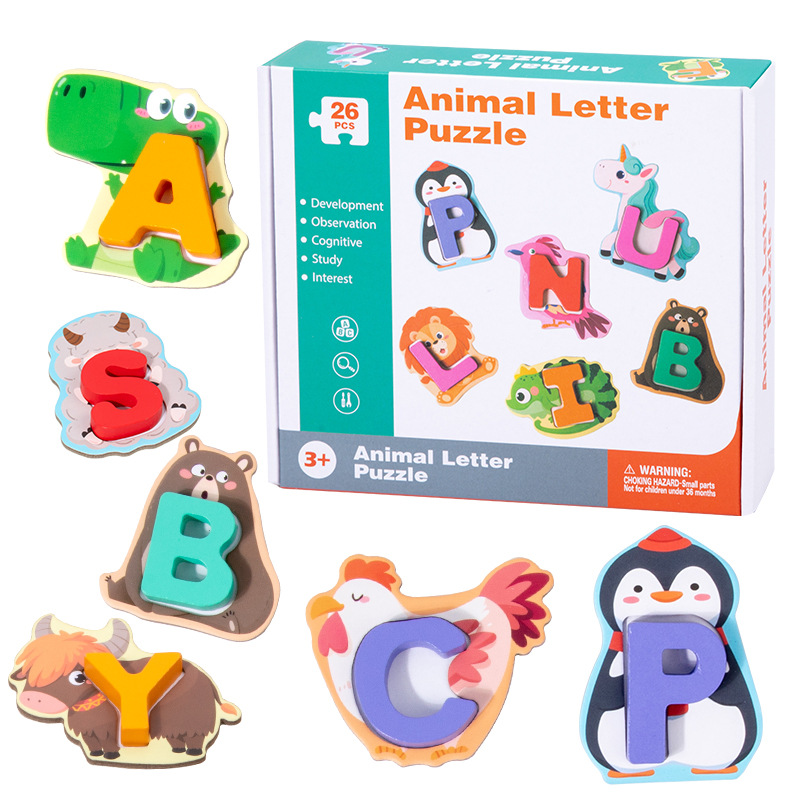 🧸 26-Piece Wooden Letter & Animal Matching Toy – Hands-On Alphabet Mastery, Vibrant Animal Illustrations & Child-Safe Design – Learning Made Fun ✨