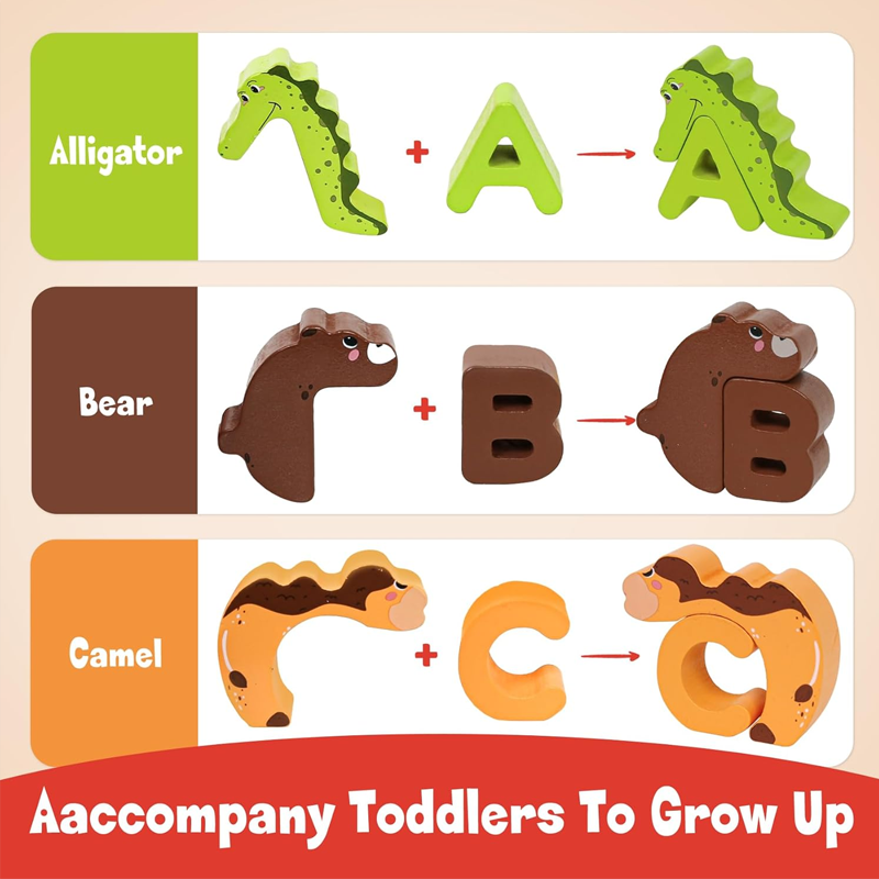 🧸 26-Piece Wooden Letter & Animal Matching Toy – Hands-On Alphabet Mastery, Vibrant Animal Illustrations & Child-Safe Design – Learning Made Fun ✨