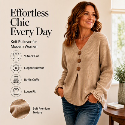 Women's V Neck Knit Sweater