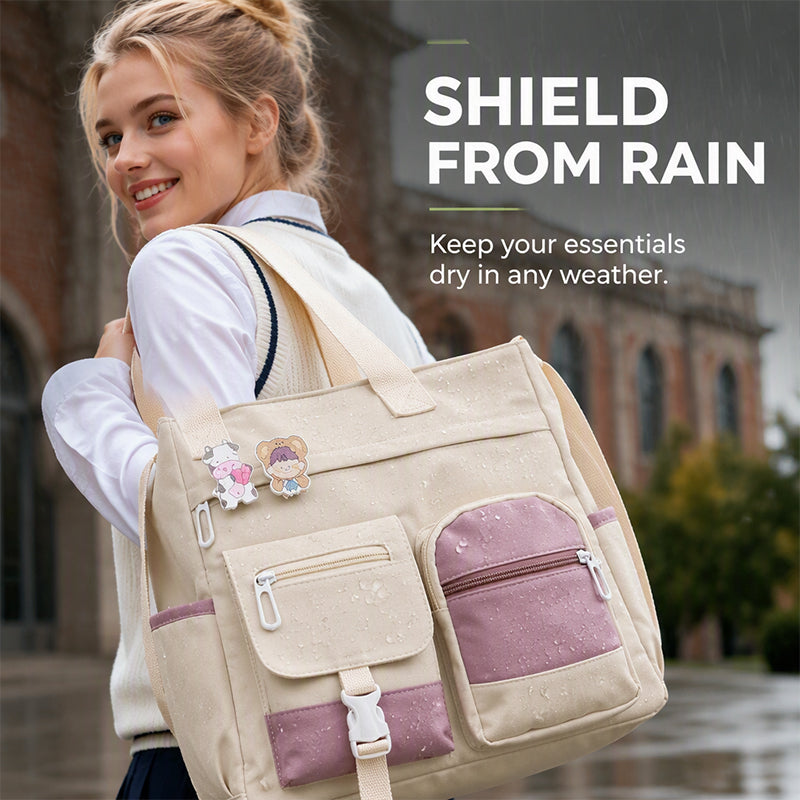 Large Capacity Multi-Pocket Canvas Tote Bag