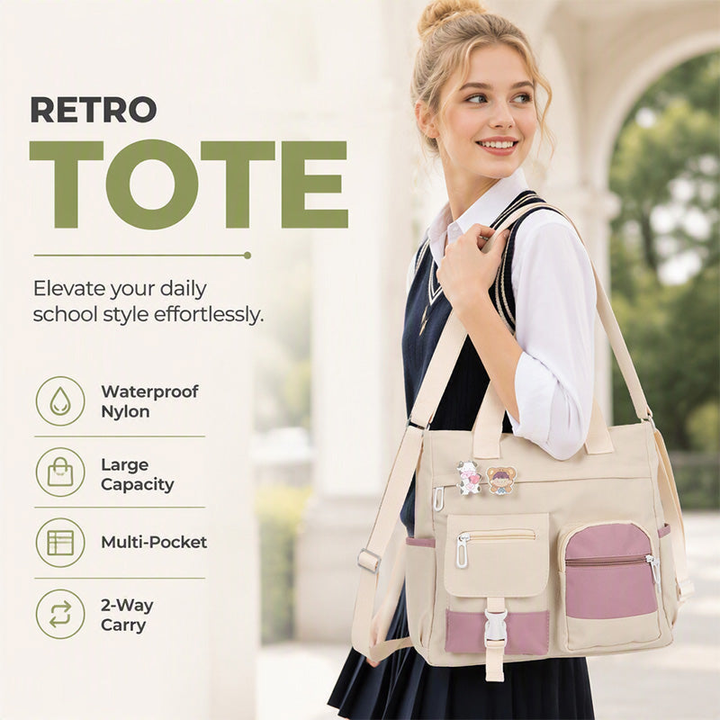 Large Capacity Multi-Pocket Canvas Tote Bag