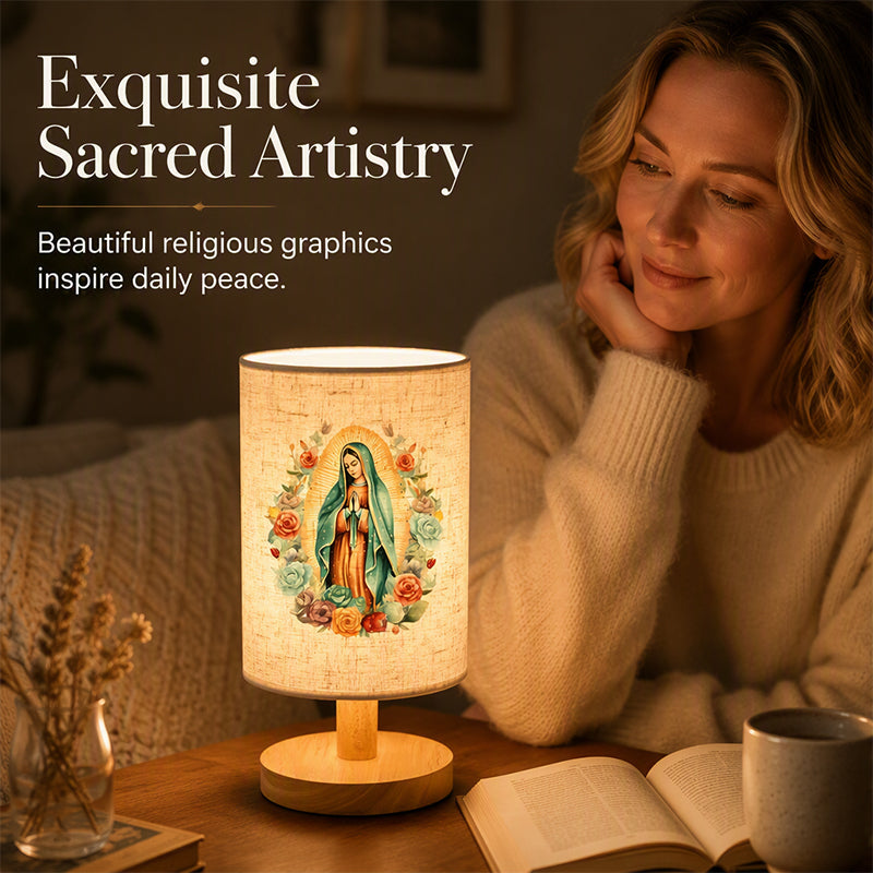 📢📢40% OFF !! ⏰Virgin Mary Pattern Wooden Table Lamp