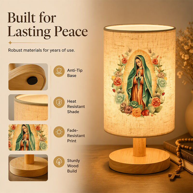 📢📢40% OFF !! ⏰Virgin Mary Pattern Wooden Table Lamp