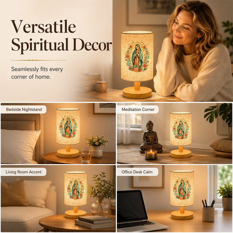 📢📢40% OFF !! ⏰Virgin Mary Pattern Wooden Table Lamp